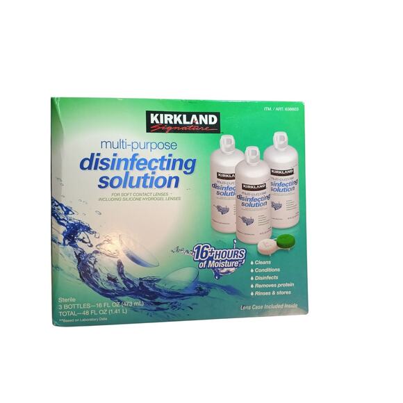 Kirkland Signature Multi-Purpose Disinfecting Solution, 16 fl oz, 3 ct EXP6/24 - Picture 1 of 5